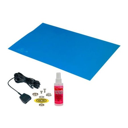 Desco Industries Inc Desco Statfree T2 Plus 66424 Dissipative Dual Layer Rubber Mat Top Kit 24"D x 36"W - Blue 66424